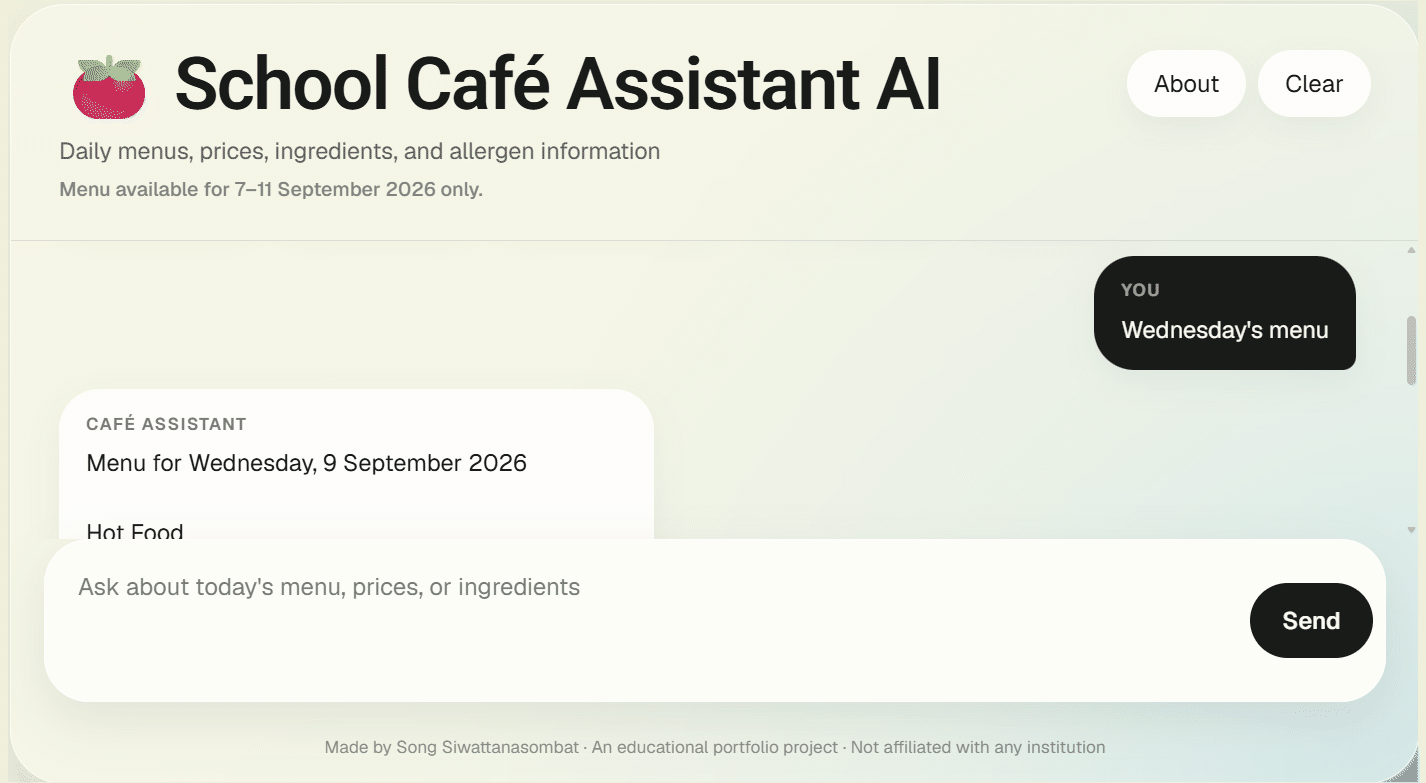 School Café Assistant AI project preview